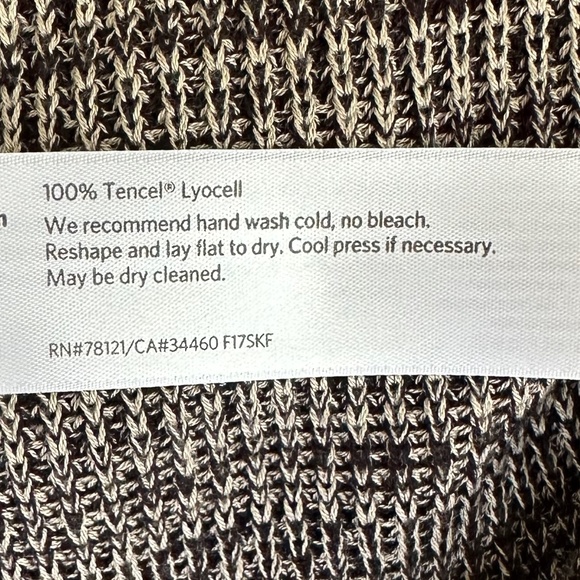 Eileen Fisher Sleek Tencel Knit Kimono Cardigan Sweater Black/Natural Size L/XL - Picture 12 of 14